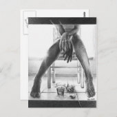 Vrouwen poten, glas en roos potloodtrekkunst briefkaart (Voorkant / Achterkant)