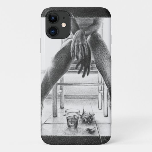 Vrouwen poten, glas en roos potloodtrekkunst Case-Mate iPhone case (Achterkant)