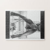 Vrouwen poten, glas en roos potloodtrekkunst legpuzzel (Horizontaal)