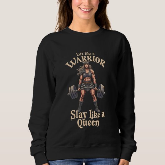 Vrouwen Powerlifting Viking Queen Walhalla Workout Trui (Voorkant)