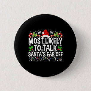 Vrouwen praten het oor van de kerstman van Kerstmi Ronde Button 5,7 Cm