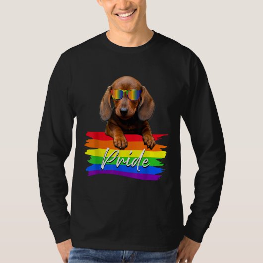 Vrouwen Pride Dachshund Dog Lgbt Gay Les Supporter T-shirt (Voorkant)