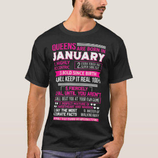 Vrouwen Queens worden geboren in januari Funny Bir T-shirt