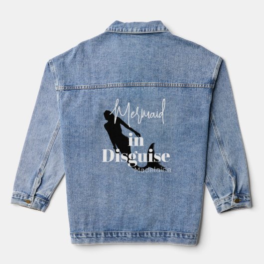Vrouwen Quote Zeemeermin Silhouet Denim Jacket (Achterkant)