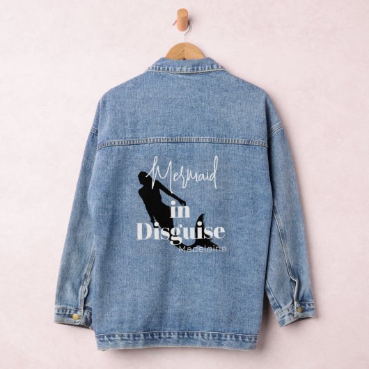 Vrouwen Quote Zeemeermin Silhouet Denim Jacket (Hangar)