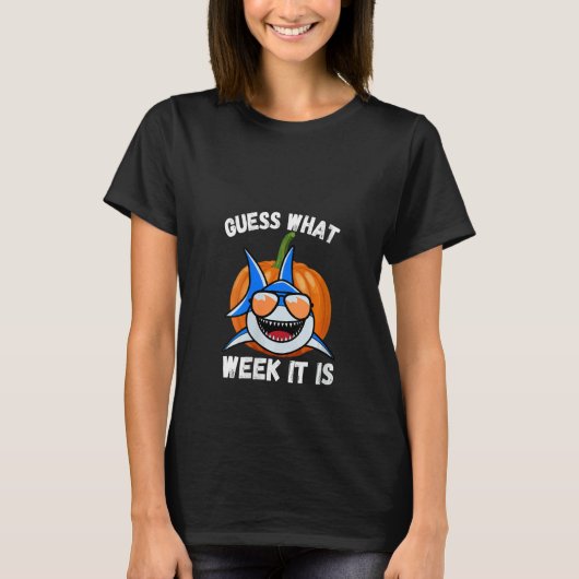 Vrouwen raden welke week het is grappige Halloween T-shirt (Voorkant)