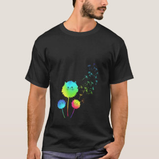 Vrouwen Rainbow Cat Dandelion Spring Wildflower Mi T-shirt