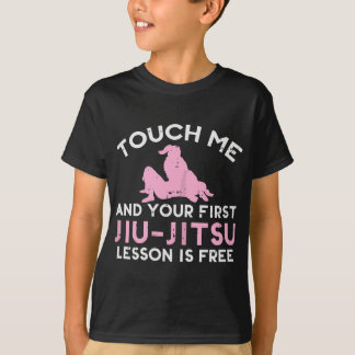 Vrouwen raken me Jiu Jitsu les gratis meisje roze  T-shirt
