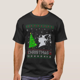 Vrouwen rancher kerstboom verlichting lelijke kers t-shirt