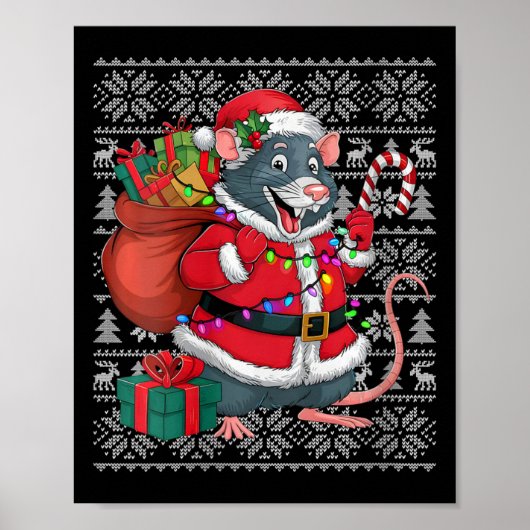 Vrouwen Rat Xmas Trui Stijl Lelijke Kerstman Rat C Poster (Voorkant)