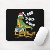 Vrouwen Rawr Rawr Rawr Grappige kerst Dino Sleigh Muismat (Met muis)