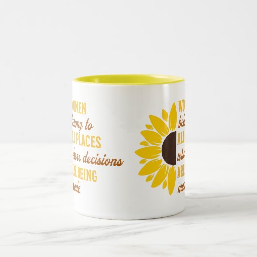Vrouwen Rechten Ruth Bader Zonnebloem Trendy Moder Tweekleurige Koffiemok (Center)