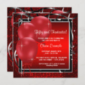 Vrouwen Red Black verjaardagsfeestje uitnodigingen (Voorkant / Achterkant)