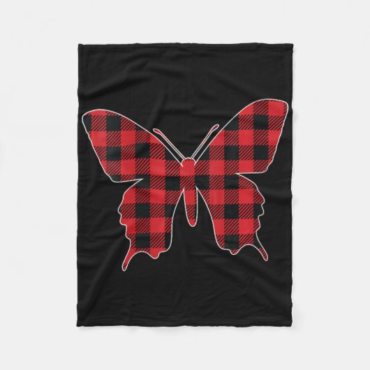 Vrouwen Red Buffalo Plaid Butterfly Matching Famil Fleece Deken (Voorkant)