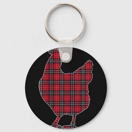 Vrouwen Red Buffalo Plaid Chicken Matching Family  Sleutelhanger (Voorkant)