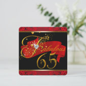 Vrouwen Red Fabulous 65e verjaardagsfeest Kaart (Staand voorkant)