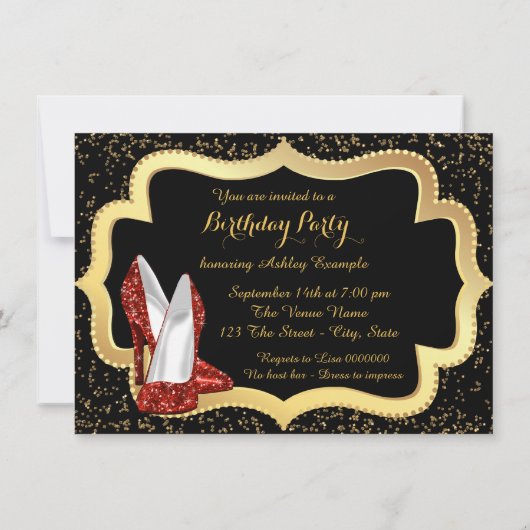 Vrouwen Red High Heel Verjaardagsfeest Kaart (Achterkant)