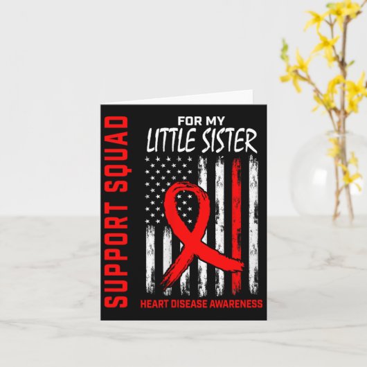 Vrouwen Red Little Sister Heart Disease Awareness  Kaart (Gele Bloem)