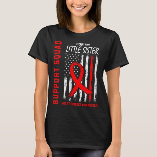 Vrouwen Red Little Sister Heart Disease Awareness  T-shirt (Voorkant)