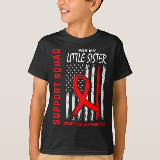 Vrouwen Red Little Sister Heart Disease Awareness  T-shirt (Voorkant)