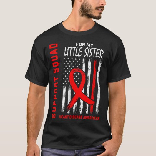 Vrouwen Red Little Sister Heart Disease Awareness  T-shirt (Voorkant)