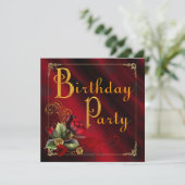 Vrouwen Red Rose Verjaardagsfeest Kaart (Staand voorkant)