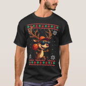Vrouwen rendieren spelen basketbal lelijke kerst t-shirt (Voorkant)