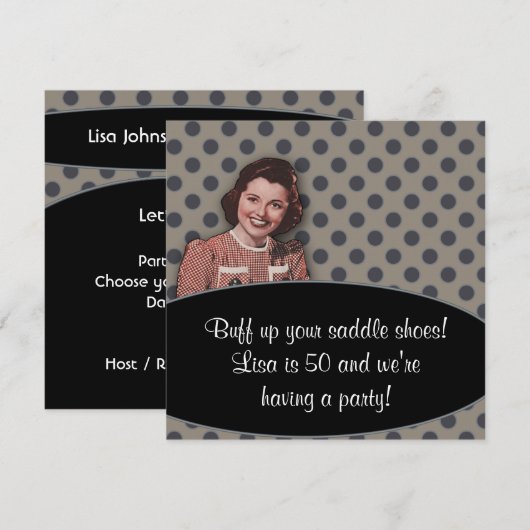 Vrouwen Retro 50ste verjaardag Uitnodiging (Voorkant / Achterkant)