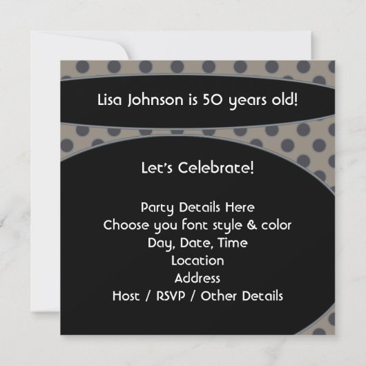 Vrouwen Retro 50ste verjaardag Uitnodiging (Achterkant)