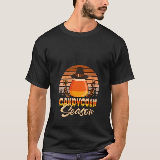 Vrouwen  Retro Funny Candy Corn Seizoen Dank T-shirt (Voorkant)