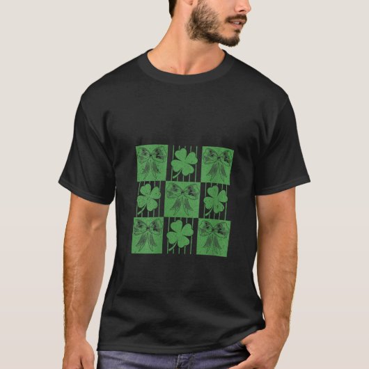 Vrouwen Retro Geruit St Patrick's Day Coquette B T-shirt (Voorkant)