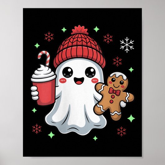 Vrouwen Retro Ghost Beanie Kerstvakantie Xmas C Poster (Voorkant)