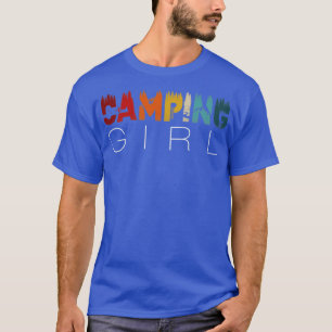 Vrouwen Retro Hand getrokken Camping Meisje Outdoo T-shirt
