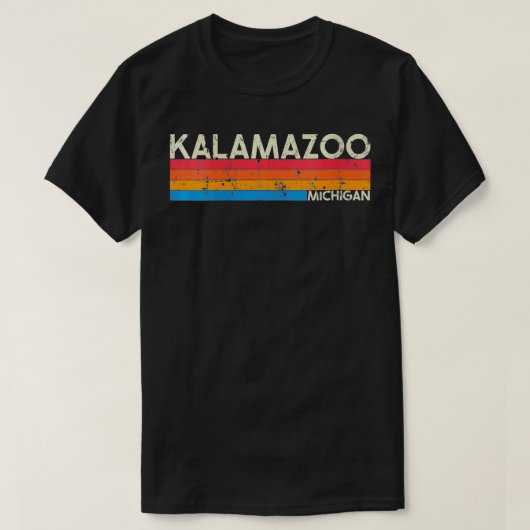 Vrouwen Retro Kalamazoo Michigan Distress T-shirt (Design voorkant)