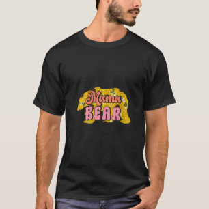 Vrouwen Retro Mama Beer Bloem Mama Moederdag V T-shirt