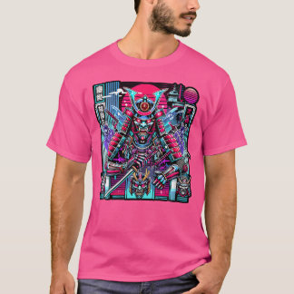 Vrouwen Retro Oni Cyberpunk Samurai Arts voor Bush T-shirt