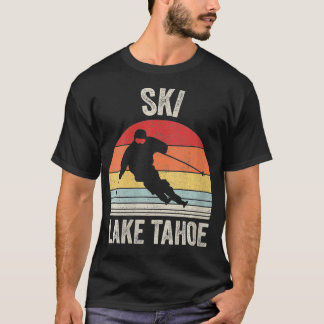 Vrouwen  Retro Ski Lake Tahoe Sneeuwski VNeck T-shirt