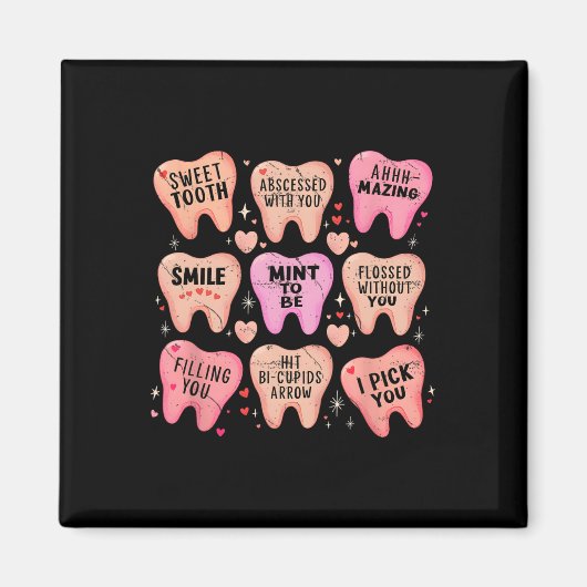 Vrouwen Retro Tand Valentijn Snoep Tand Hy Magneet (Voorkant)