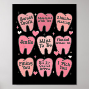 Vrouwen Retro Tandheelkundige Tand Valentijn Snoep Poster
