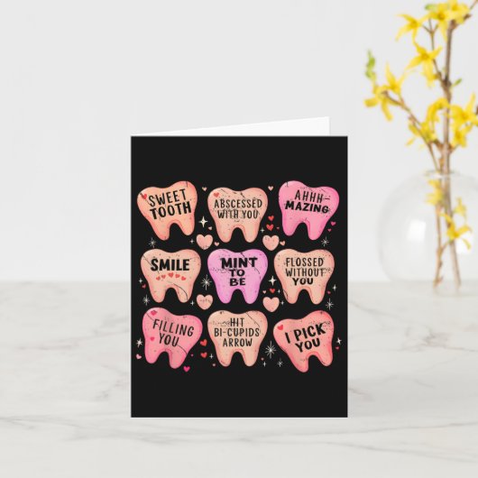 Vrouwen Retro Tandheelkundige Tand Valentijns Snoe Kaart (Gele Bloem)