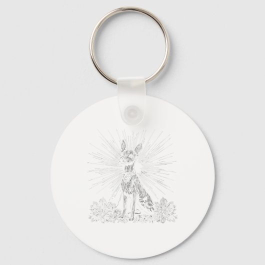 Vrouwen Retro Tattoo Style Xoloitzcuintli Hondenli Sleutelhanger (Voorkant)