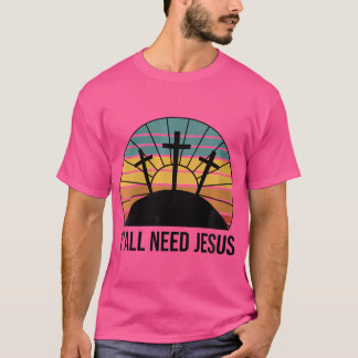 Vrouwen Retro Yall Need Jesus Christelijk Cross Gr T-shirt