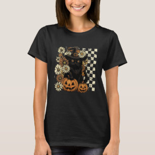 Vrouwen Retro Zwarte Kat Heks Verschrikkelijke Hal T-shirt