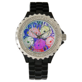 Vrouwen Rhinestone Zwart Emaille Horloge Groen en 