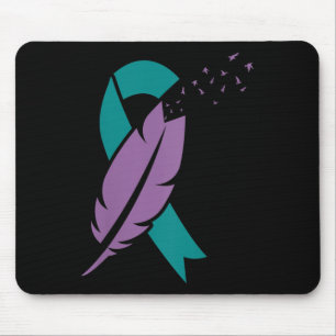 Vrouwen Ribbon Vogels Veer Zelfmoord Bewustzijn Muismat