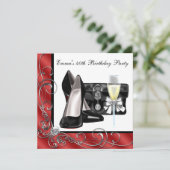Vrouwen Rode 40ste verjaardag Uitnodigingen (Staand voorkant)