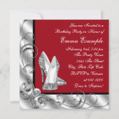 Vrouwen rode verjaardag partij kaart (Achterkant)