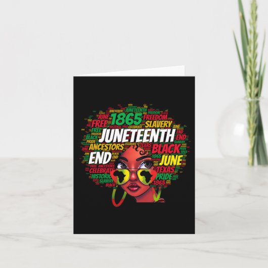 Vrouwen Rommelige Knot Juneteenth Vier Onafhankeli Kaart (Voorkant)