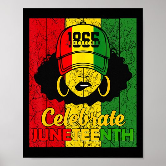 Vrouwen Rommelige Knot Juneteenth Vier Onafhankeli Poster (Voorkant)