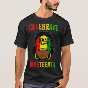 Vrouwen Rommelige Knot Juneteenth Vier Onafhankeli T-shirt